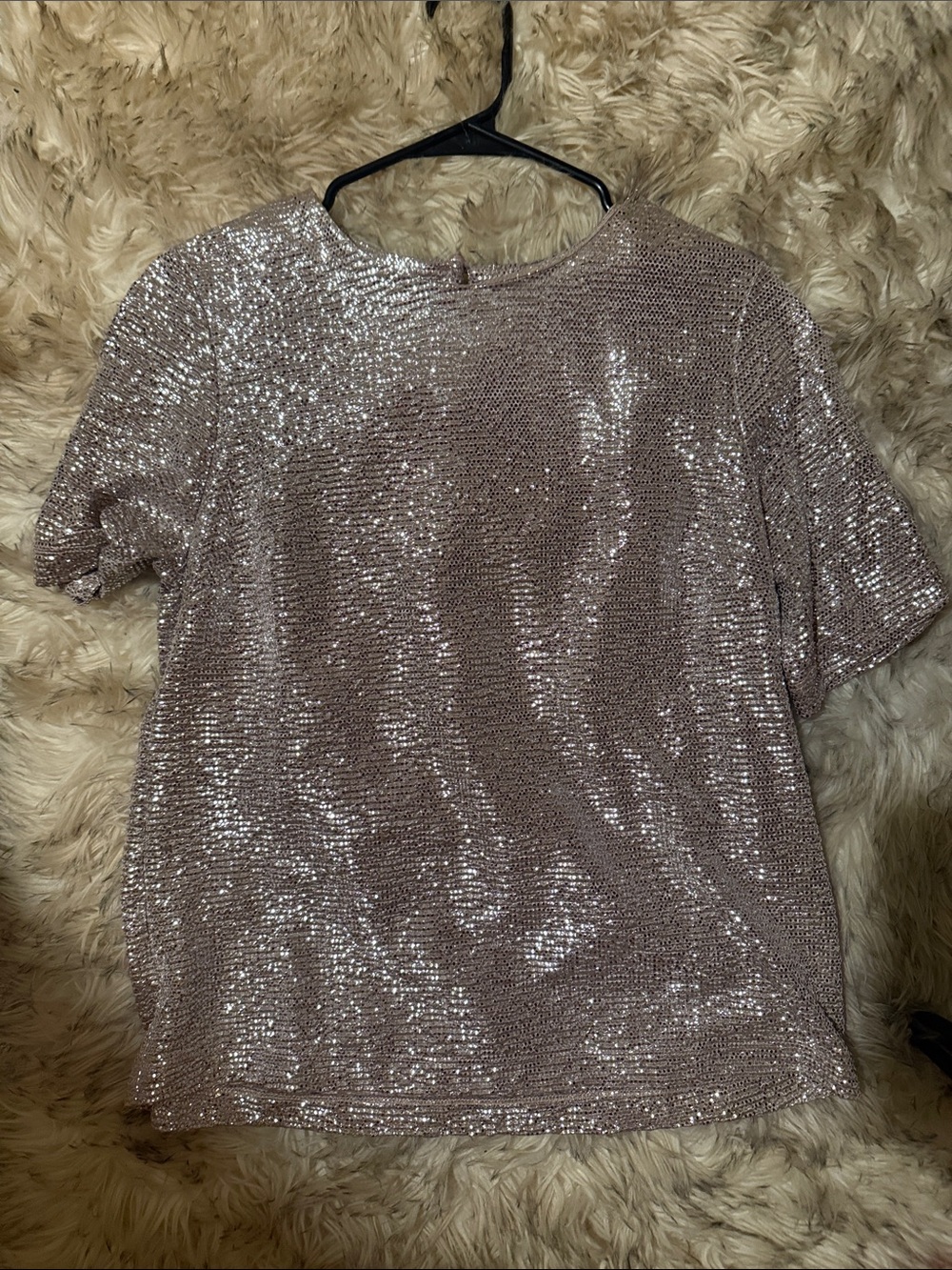 Monteau Blush Sequin Short Sleeve Top